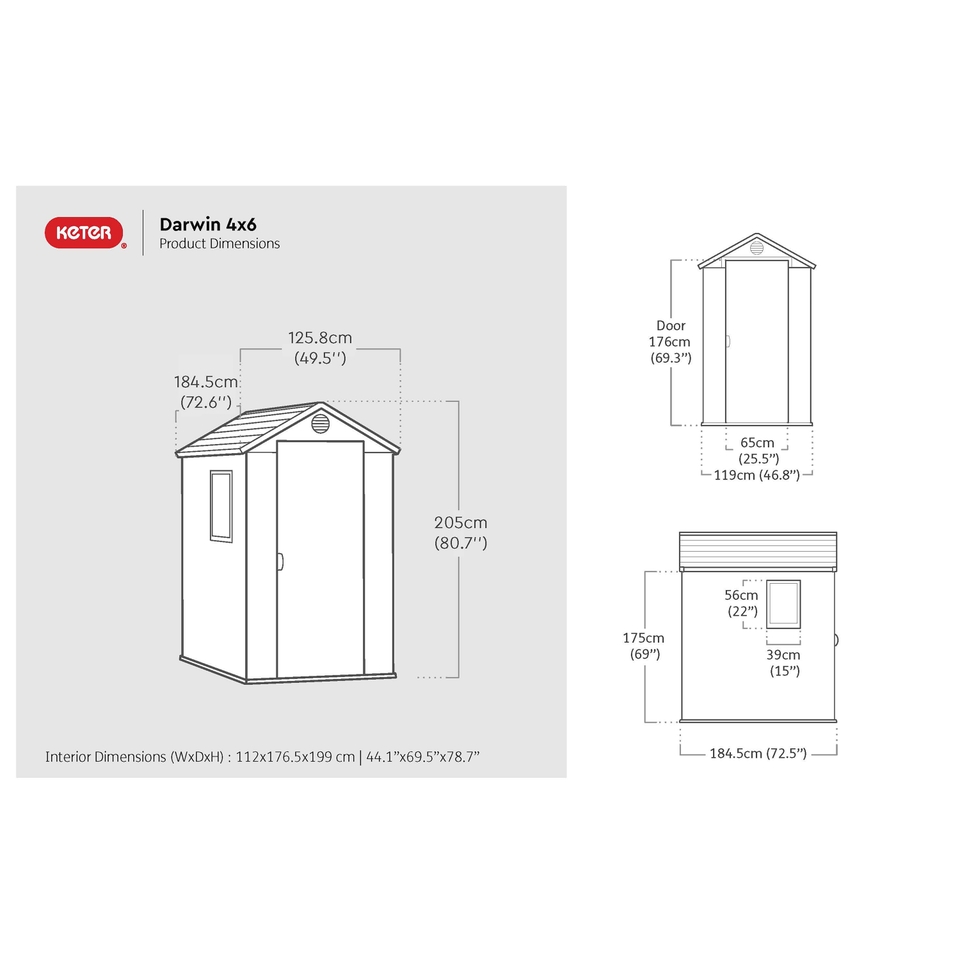 Keter 4’x6′ Norfolk Leisure Darwin Heavy Duty Plastic Garden Shed – Green - Image 6