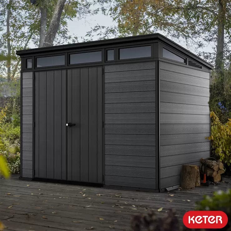 Keter 9’x 7′ Cortina Heavy Duty Plastic Pent Shed – Dark Grey - Image 6