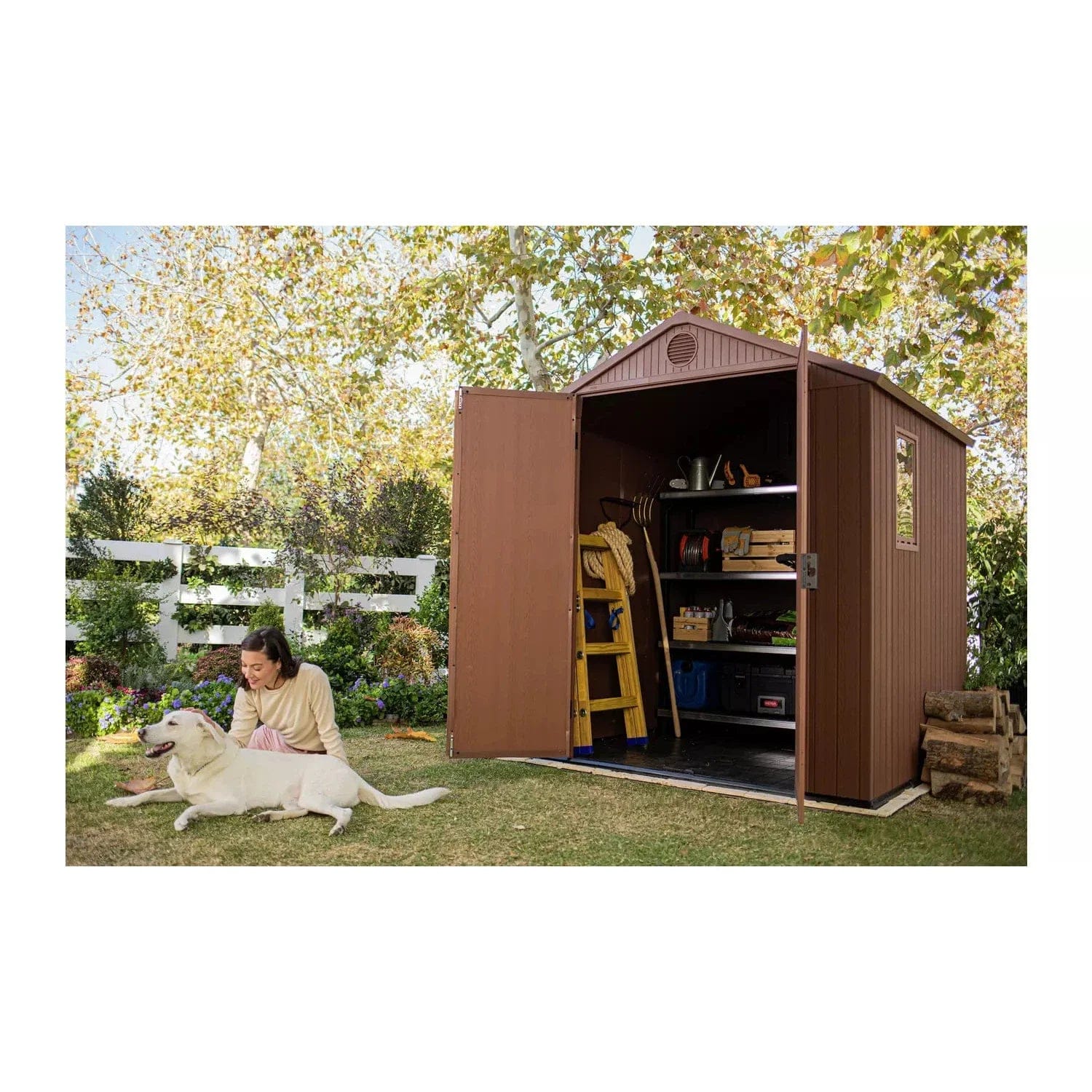 Keter Darwin 6x6 ft Apex 2 door Shed with floor & 1 window (Base included) - Image 2