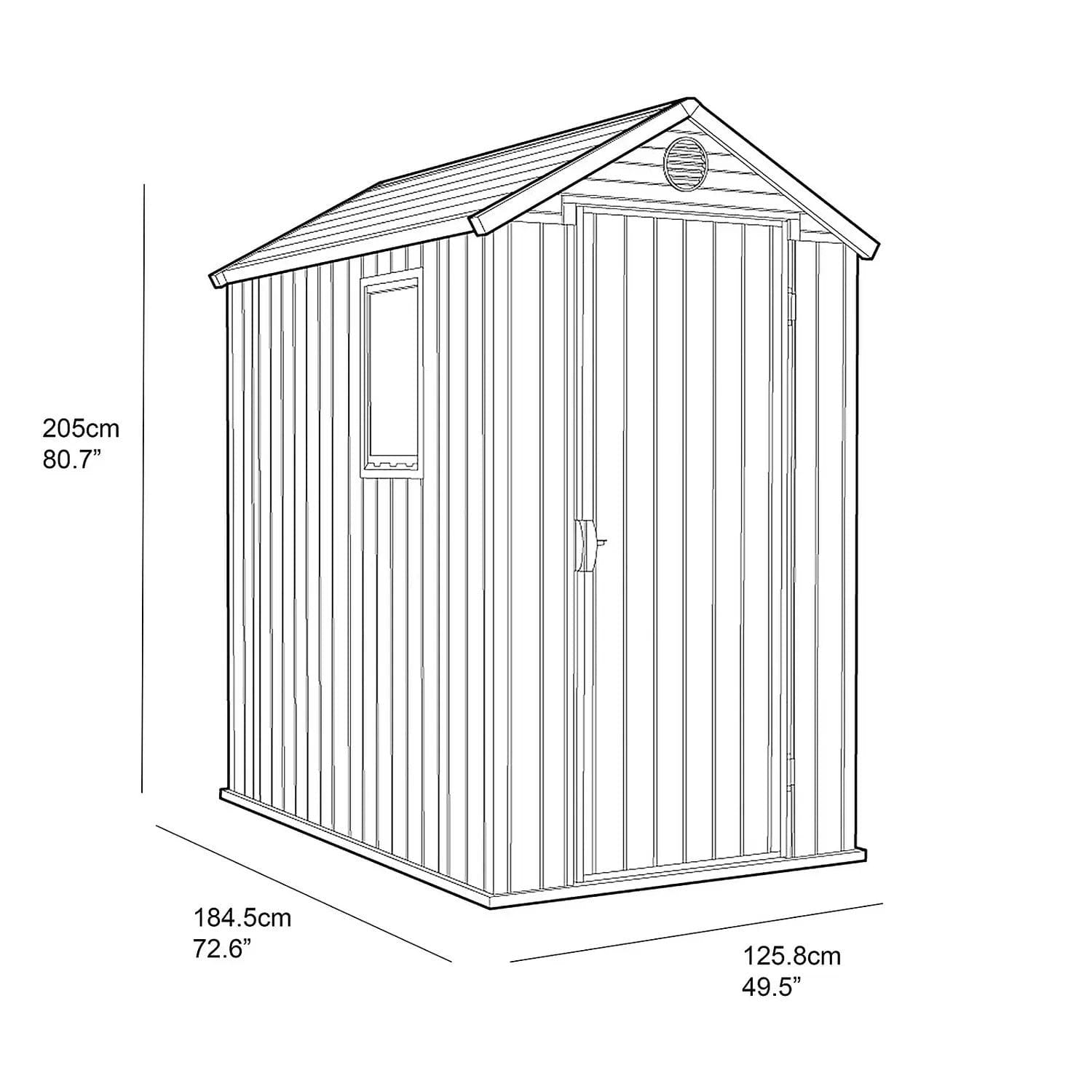Keter 4’x6′ Darwin Heavy Duty Plastic Garden Shed – Grey - Image 8