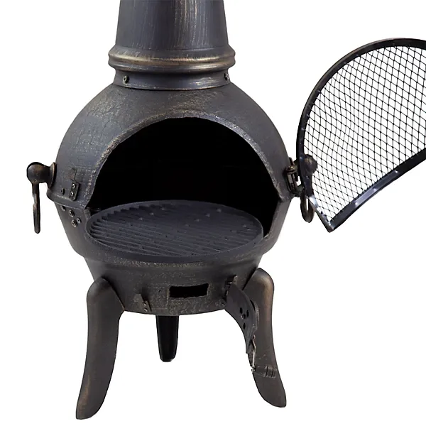 Bentley 120cm Extra-Large Open Bowl Mesh Cast Iron Patio Chiminea Heater Black - Image 5